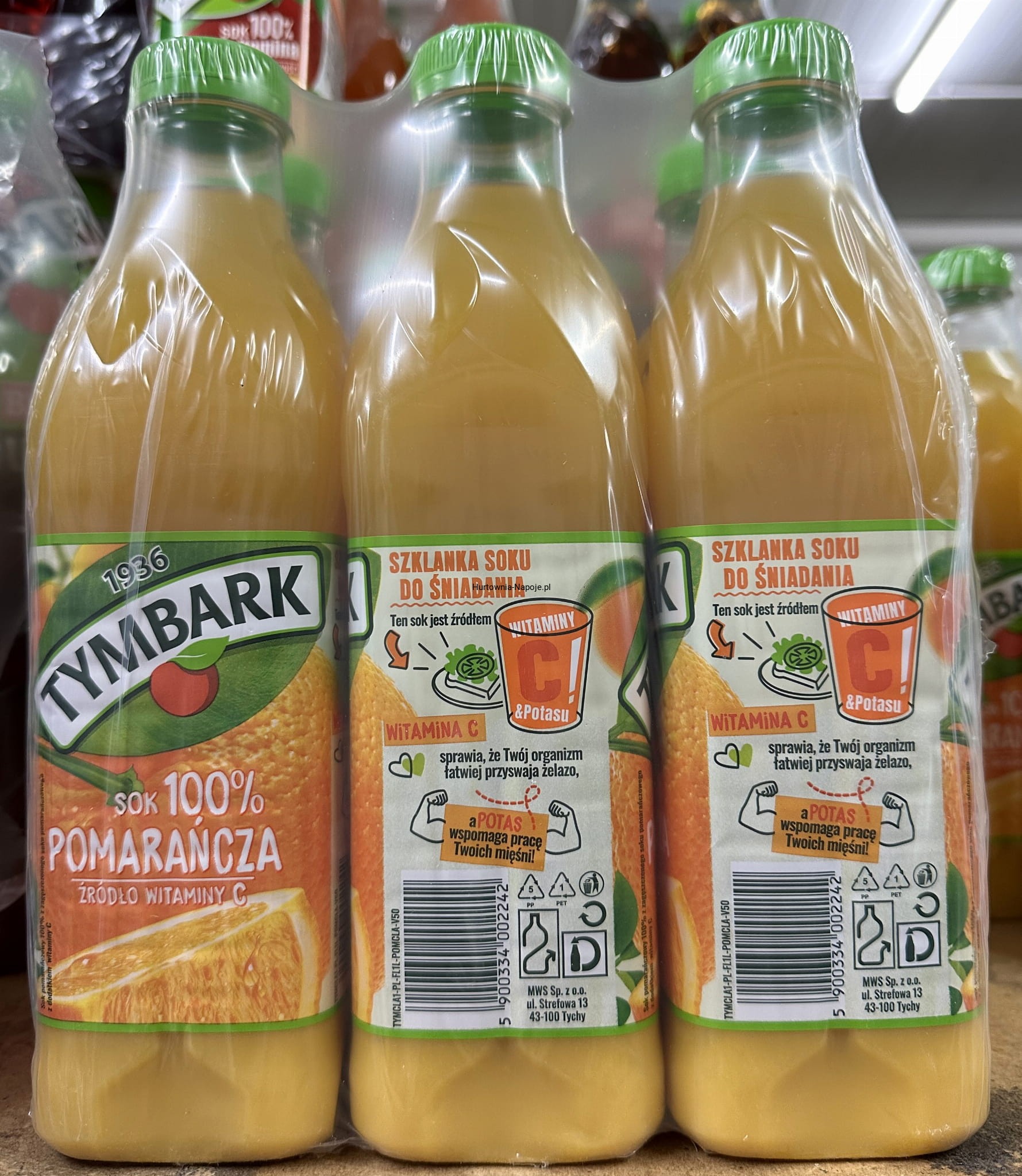 Tymbark Sok Pomara cza 1l PET Karton Hurtownia Z Napojami 1800 