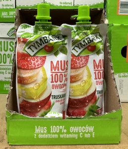 Tymbark Mus 100% owoców truskawka-jabłko 120g - karton